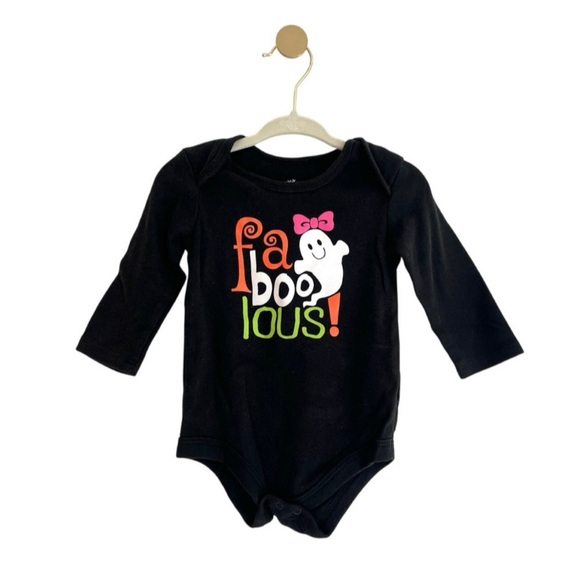 Way To Celebrate Other - Spooky Glitter Black Ghost with Pink Bow Kids Halloween Bodysuit Baby 12 Months